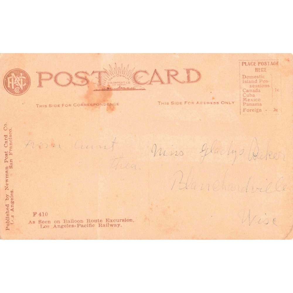 Redondo Beach CA Ainsworth Tea Garden Vintage Postcard Newman F410 VG - Picture 2 of 2